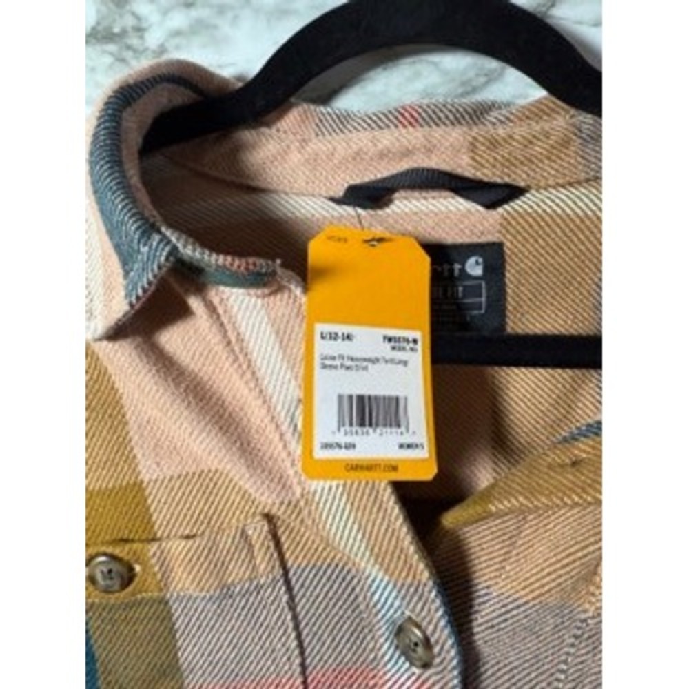 Carhartt Womens Loose Fit Heavyweight Twill Plaid Long Sleeve Shirt - Picture 2 of 6